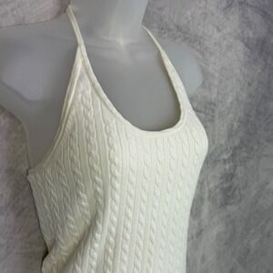 Vtg y2k GAP Cable Knit Halter Top Cream White Womens sz S preppy Buffy Summers
